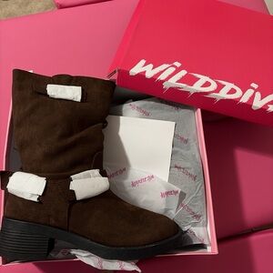 Wild Diva Dark Brown Suede Mid-Calf Boot